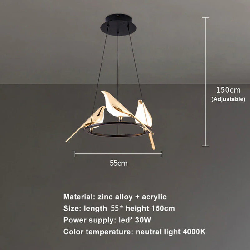 Nordic Creative Magpie Pendant Lights Light Luxury Postmodern Personality Hanging Lamp Study Bedroom Bedside Led Chandelier