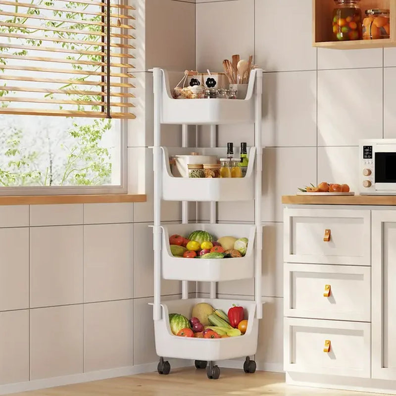 1Pc 4-Layer Condiments Storage Cart Rack, Tableware Storage Box for Fruits, Vegetable, Snacks