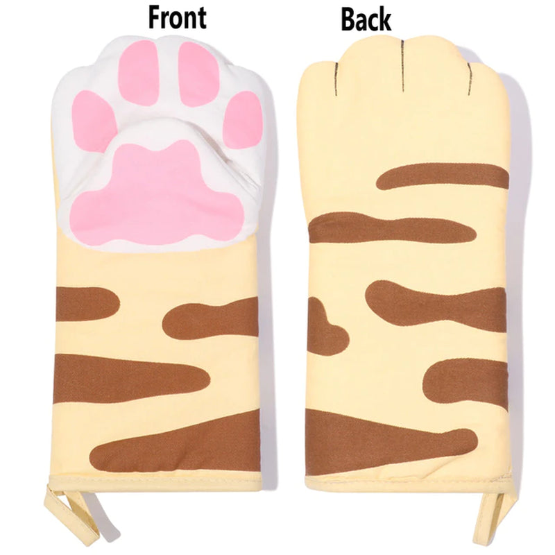 1Pc Cute Cat Paws Oven Mitts Cat Claw Baking Oven Gloves Anti-Scald Microwave Heat Resistant Insulation Non-Slip Cat Paw Gloves