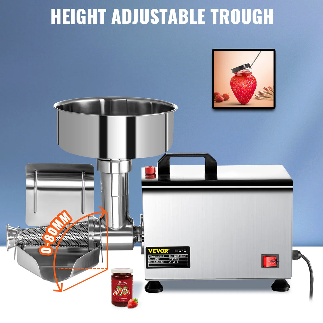 Electric Fruit Press Strainer Machine 90-160Kg/H Commercial Food Strainer Sauce Maker Stainless Steel Tomato Milling Tool