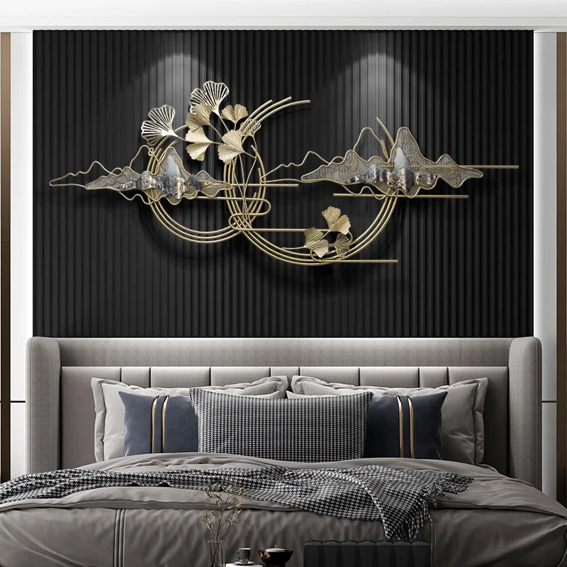 Living Room Luxury Gold Wall Decoration for Hallway Metal Modern Wall Ornament Sofa Background Wall Hanging Pendant Home Decor