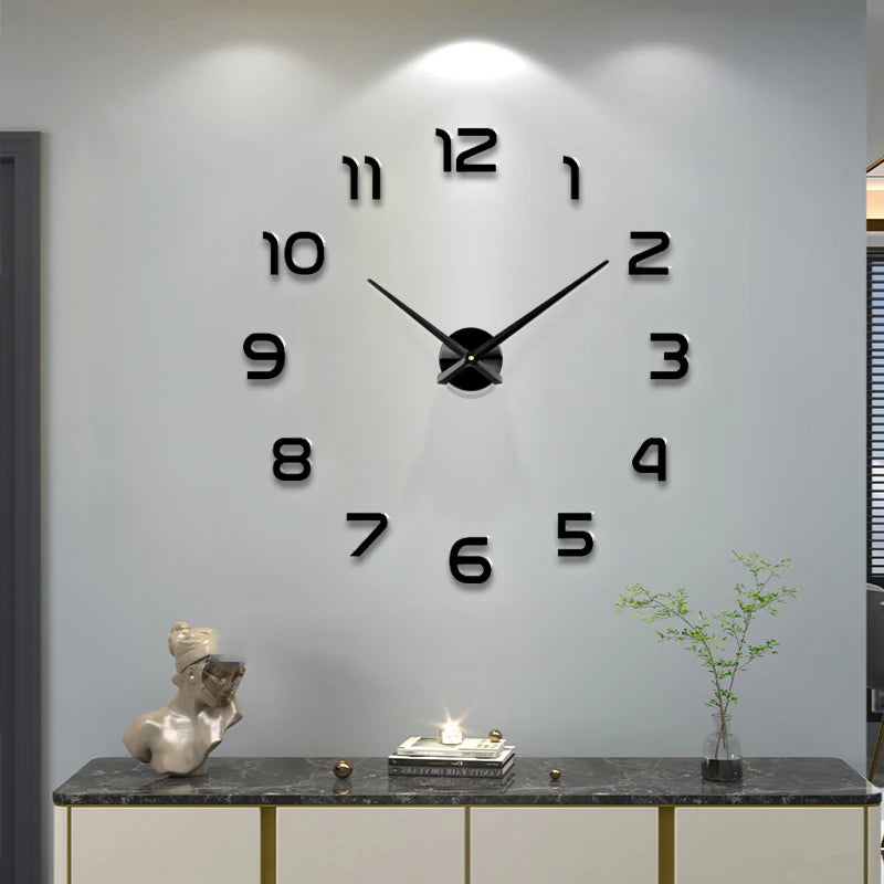 Fashion 3D Big Size Wall Clock Mirror Sticker DIY Brief Living Room Decor Meetting Room Wall Clock