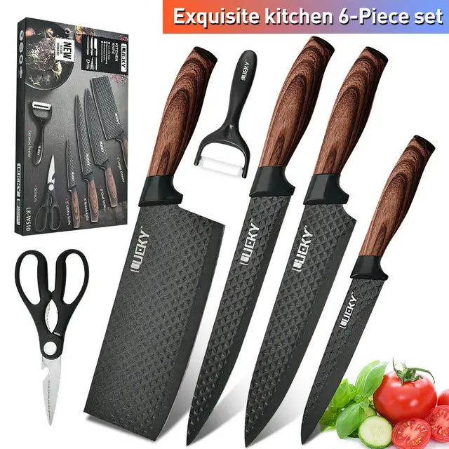 Kitchen Knives Sets Stainless Steel Forged Kitchen Chef Knife Set Scissors Peeler Slicer Nakiri Paring Knife Diamond Pattern