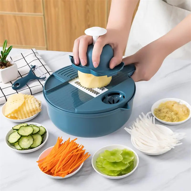 New Kitchen Multi-Functional Nine-In-One Vegetable Cutter 12-Piece Grater Potato Radish Shredder Vegetable Cutter Salad Utensils