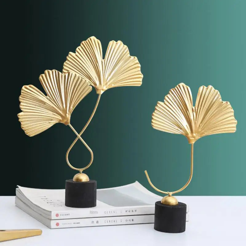 Modern Home Decoration Office Accessories for Living Room Piecies Home Decor Statues Leaves Statue Miniature Metal Ornaments